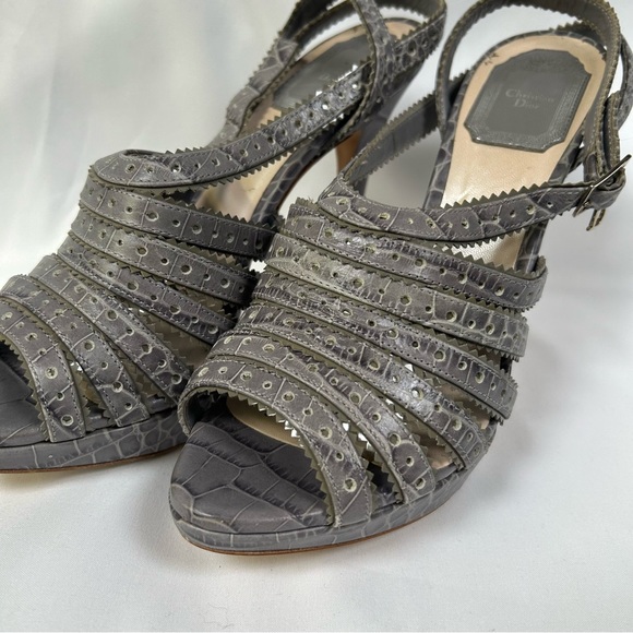 Christian Dior Grey Python Strappy Heel Size 37.5 - Picture 6 of 6
